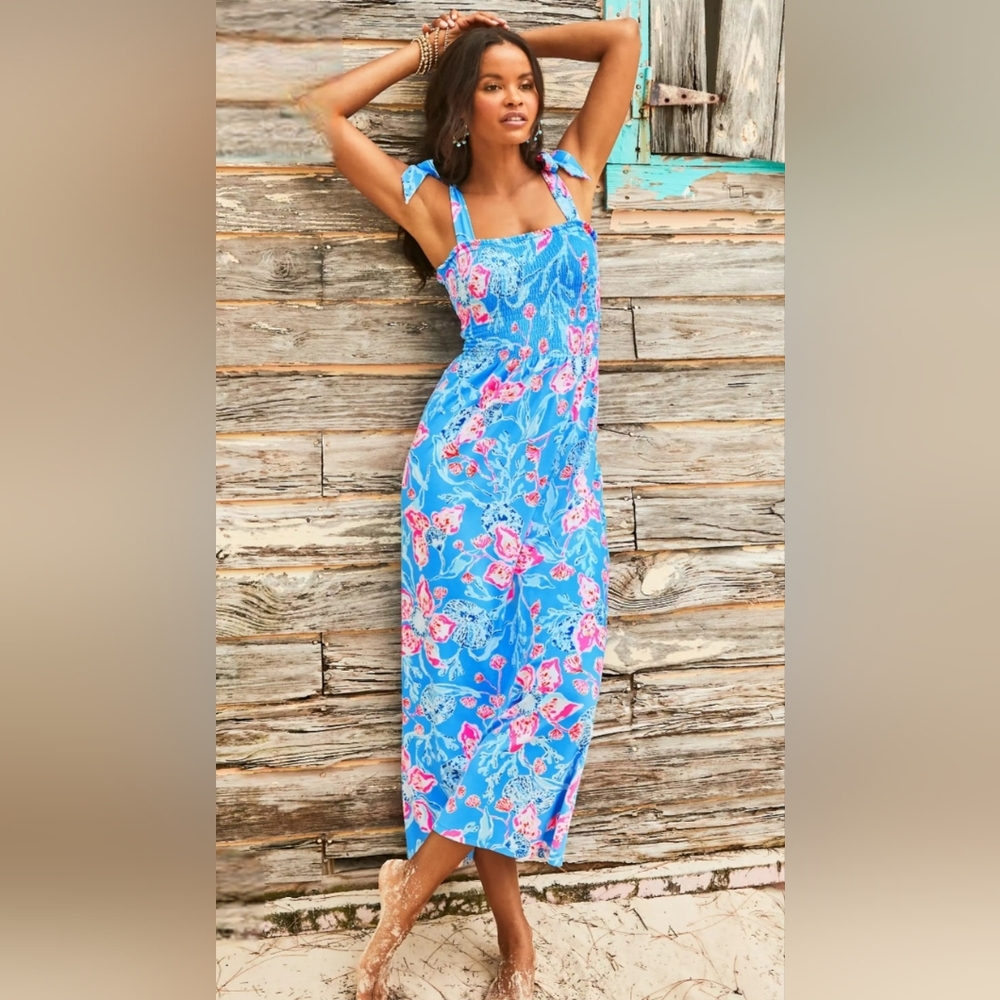 NWT Lilly Pulitzer Kailua Smocked Maxi Dress Multi Bahamian Rhapsody - Picture 5 of 7